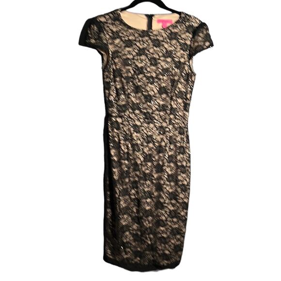 Betsey Johnson Black Lace Dress With Nude Lining Size 4 - Picture 1 of 11